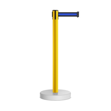 MONTOUR LINE Stanchion Belt Barrier WaterFillable Base Yellow Post 9ft.Bk/Bl Belt MSW630-YW-BBH-90